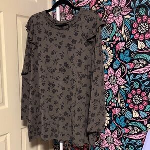 Torrid Gray Floral Long Sleeve Top